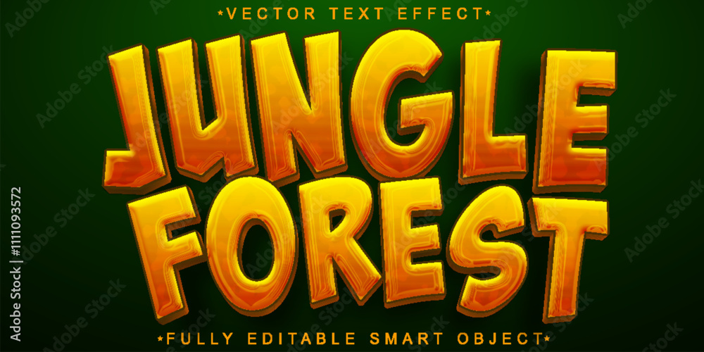 Poster jungle forest vector fully editable smart object text effect