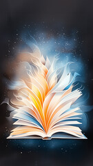 Picture an open book from which a vibrant flower is emerging gracefully, symbolizing the fusion of nature and literature, sparking creativity