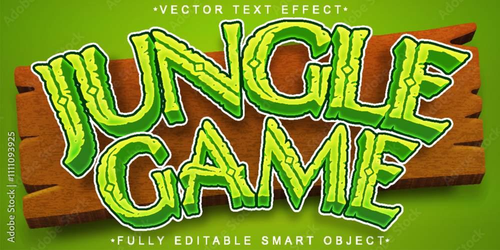 Poster jungle game vector fully editable smart object text effect