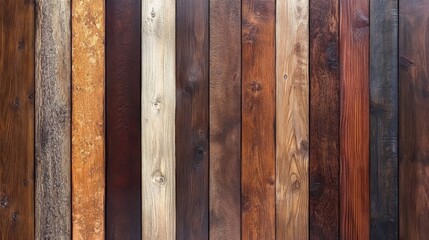 Obraz premium Close-up of a Wall Made of Varied Wood Planks