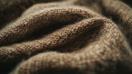 Fototapeta premium Close-Up Texture of Brown Knitted Fabric
