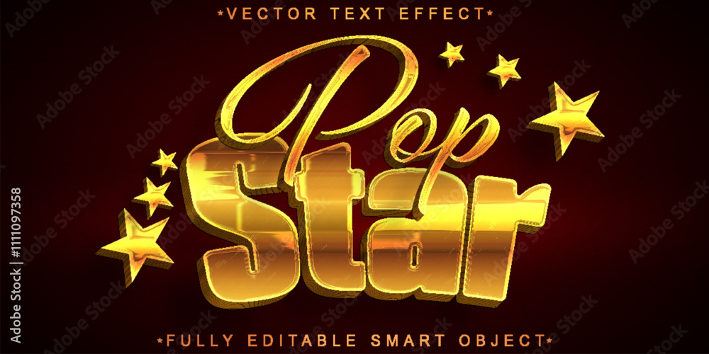 Poster pop star vector fully editable smart object text effect