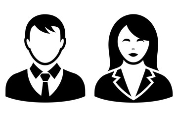 Avatar profile icon set including male and female on white.