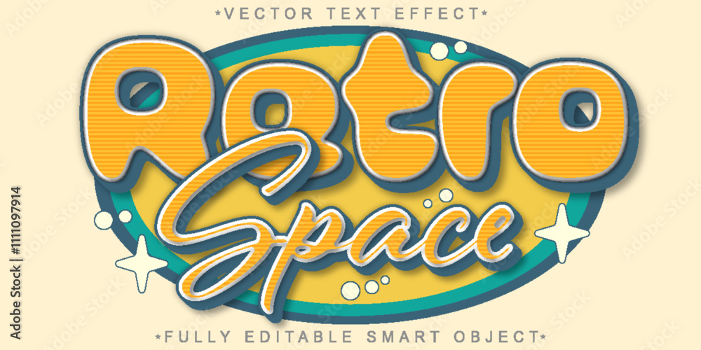 Poster retro space vintage vector fully editable smart object text effect