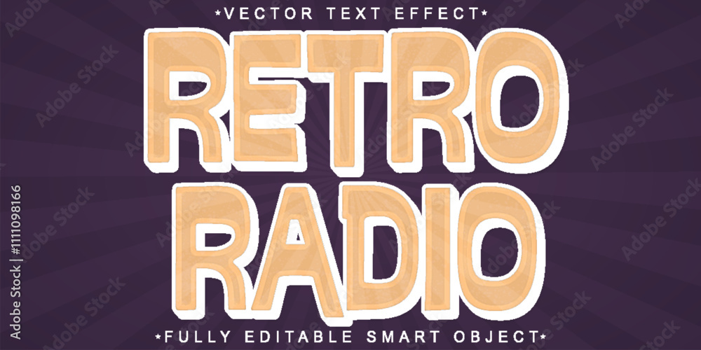 Poster retro radio vintage vector fully editable smart object text effect