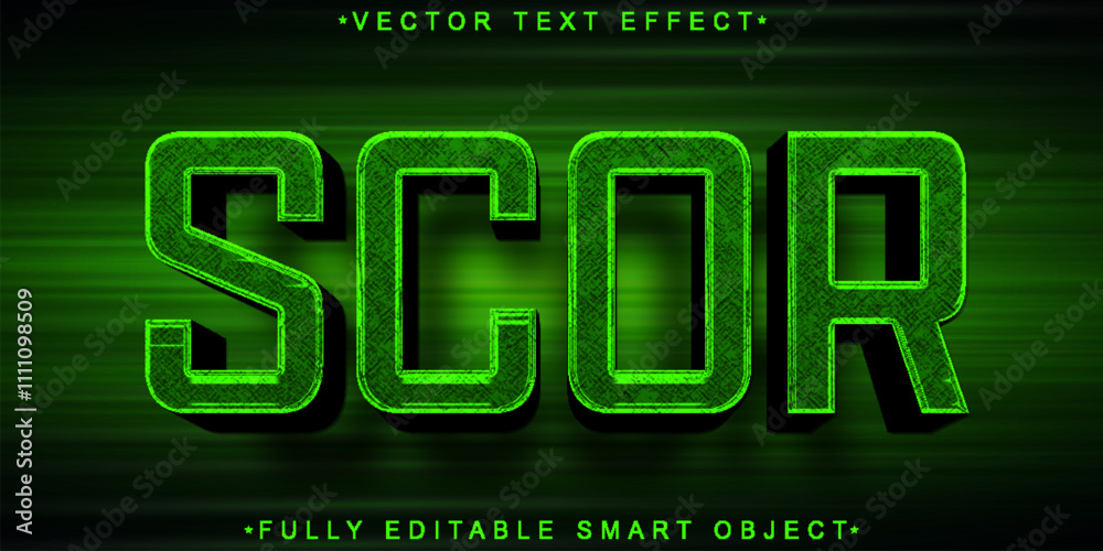 Poster green scor vector fully editable smart object text effect