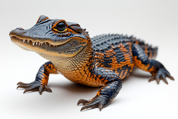 Obraz premium A Vibrant Young Alligator Poses Against A White Background