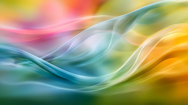Abstract waves of iridescent colors flowing together, creating a sense of motion and fluidity in the composition. Iridescent. Illustration