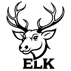 Elk Head with Bold Lettering Art.