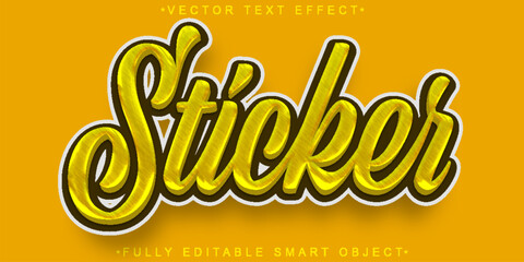 Cartoon Yellow Sticker Vector Fully Editable Smart Object Text Effect