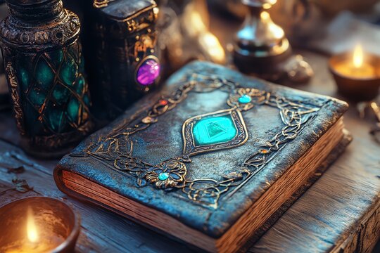Enchanting Love Potion Spellbook Illustration
