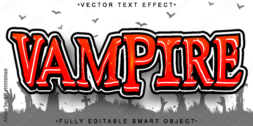 Poster horror vampire vector fully editable smart object text effect