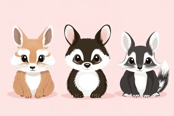 Obraz premium Adorable Animal Duo Illustrations for Greeting Cards