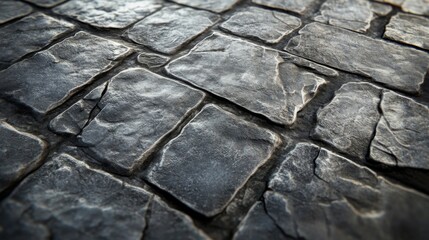 Fototapeta premium Close-up of Rough, Interlocking Stone Pavement