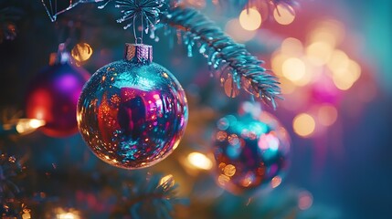 Christmas illustrations with Santa Claus and Christmas tree decorations