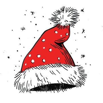 recommend clip art: Cartoon Santa hat with red polka dots and fluffy trim.