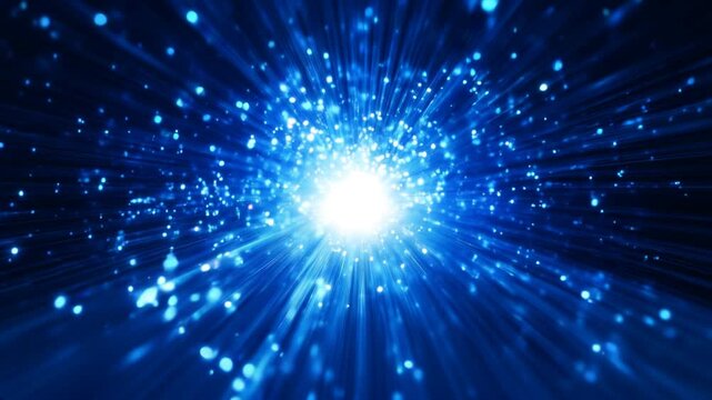 Blue and white beam of light with copy space in the middle center