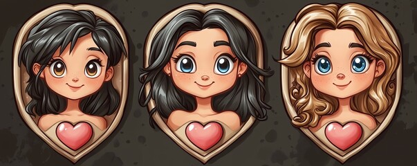 Romantic Digital Stickers for Messaging and Communication