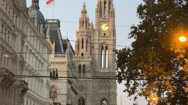 Main facade of building of Vienna City Hall, Austria