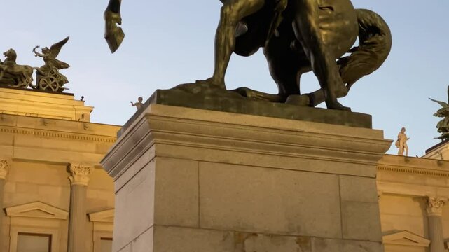 Bronze horse tamer in front of Austrian Parliament Building, Vienna