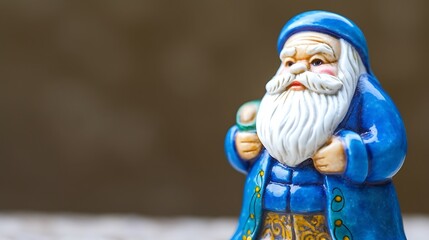 Blue Coat Santa Figurine Christmas Decoration