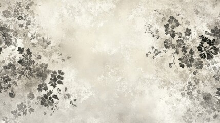 A Beige Background with Black Floral Motifs