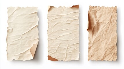 Three Crumpled Paper Sheets with Torn Edges, Mockup, Texture ,paper texture ,vintage paper