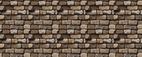 Obraz premium seamless pattern of Stone wall texture brown beige rustic medieval background design 