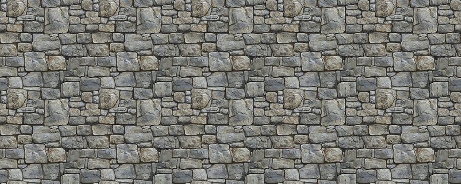 seamless pattern of Rustic stone wall texture gray brown colors medieval architectural background design 