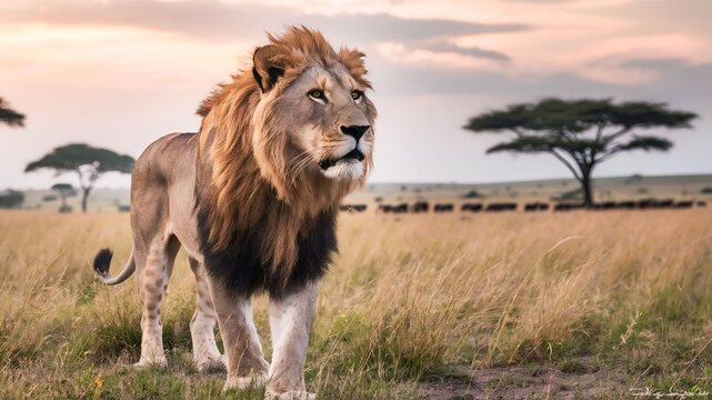 Stunning lion image showcasing the majestic king of the jungle in natural habitats and striking poses. Perfect for wildlife projects and prints. #Lion #WildlifePhotography #Nature
