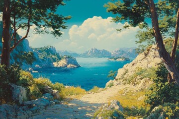 Fototapeta premium A breathtaking display of nature's beauty, featuring vibrant colors, serene landscapes, and awe-inspiring scenery. Perfectly capturing the essence of our planet's wonders, this picturesque scene is id