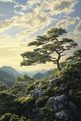 Obraz premium A breathtaking display of nature's beauty, featuring vibrant colors, serene landscapes, and awe-inspiring scenery. Perfectly capturing the essence of our planet's wonders, this picturesque scene is id