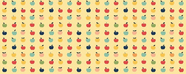 Obraz premium seamless pattern of Colorful retro apple pattern background red yellow cheerful autumn harvest 