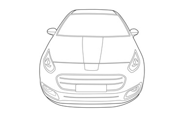 Fototapeta premium Outline car vector drawing concept design.Vehicle outline sketch illustration isolated on white background.car line art for coloring book. Car icon set.Transport symbol.Vector illustration.
