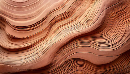 Obraz premium Natural sandstone formations display mesmerizing striations in warm beige and terracotta tones, capturing nature's artistry from a desert landscape