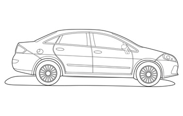 Outline car vector drawing concept design.Vehicle outline sketch
illustration isolated on white background.car line art for coloring book.
Car icon set.Transport symbol.Vector illustration.