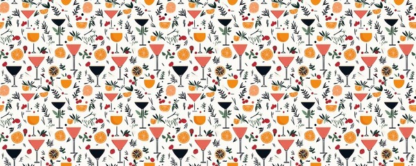 Obraz premium Colorful cocktail pattern on white background.
