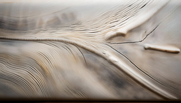 Polished whale bone reveals intricate grain patterns in soothing off-white and gray tones, a testament to nature's artistry found on a tranquil backdrop