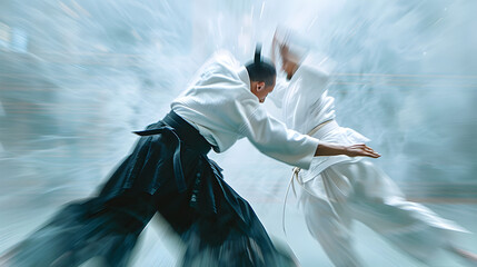 Captivating Display of Ueshiba Aikido Techniques in Martial Arts Practice Session