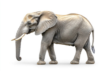 Obraz premium African Elephant Walking Isolated on White Background