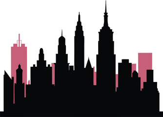 Naklejka premium New York Cityscape Silhouette on White Background