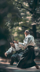 Captivating Display of Ueshiba Aikido Techniques in Martial Arts Practice Session
