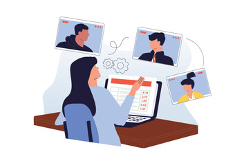 Business training abstract concept vector illustration set. Online conference, business coaching and mentoring