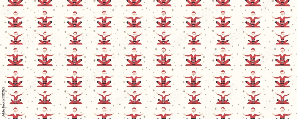 Wall mural seamless pattern of Christmas yoga Santa red white festive pattern 