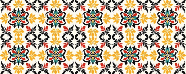 seamless pattern of Vibrant floral textile design red yellow bold graphic style festive celebration pattern