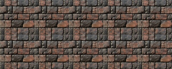 Obraz premium seamless pattern of Rustic dark brown red brick wall texture background medieval aged design autumnal mood 