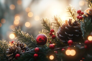 An enchanting holiday illustration brimming with Christmas cheer, capturing joyful moments with festive decorations, glowing lights, and a warm, lively atmosphere. Perfect for wallpaper and posters, i