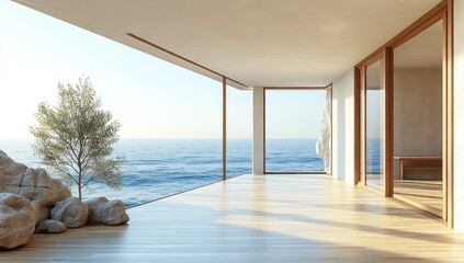 Fototapeta premium Modern Balcony with Ocean View