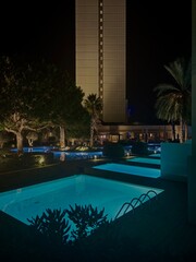 swimming pool at night
