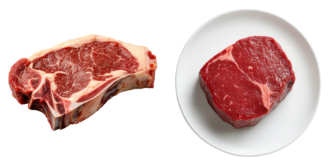 Classic steakhouse fare isolated on transparent background, Set of